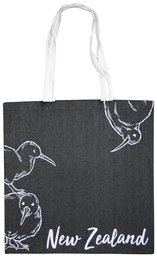 NZ Kiwi Black Denim Cotton Bag