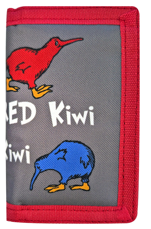 Velcro Wallet - Red Kiwi, Blue Kiwi