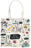 NZ Sketch Cotton Tote Bag - White