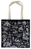 NZ Sketch Black Cotton Tote Bag