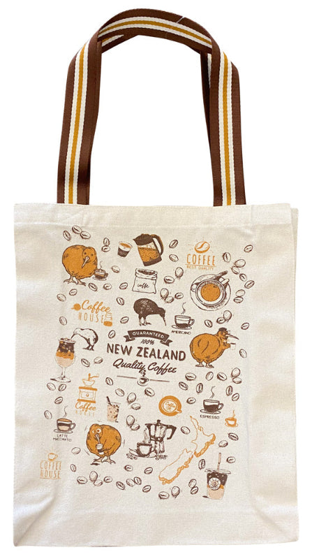 NZ Kiwi Coffee Gusset Cotton Tote Bag