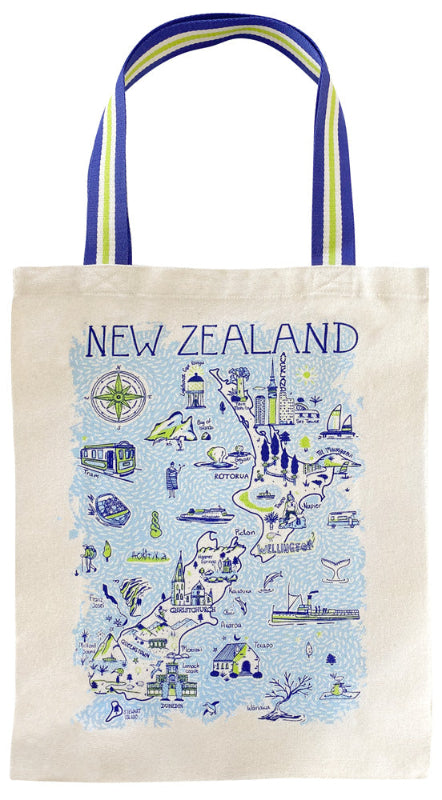 NZ Map Gusset Cotton Tote Bag