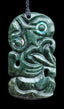 NZ Greenstone Hei Tiki with Paua Eyes Pendant