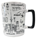NZ Sketch Tall Ceramic Mug - White
