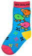 Kids Colour Kiwis on Blue Socks - 2-5yrs