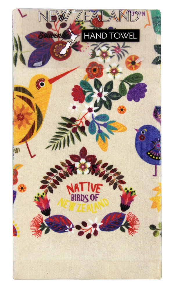 Kitchen Hand Towel - Retro Birds - Beige