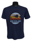 Navy blue t-shirt with New Zealand design on a mannequin against a white background