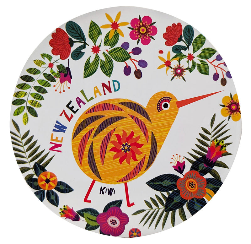 NZ Retro Birds Circle Coaster Set - 4 Pack