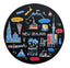 NZ Black Sketch Circle Coaster Set - 4 Pack