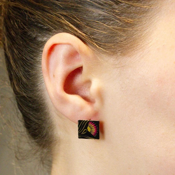 Tribal Earth Hoop Earrings With Ear Studs 2 Set - Pohutukawa