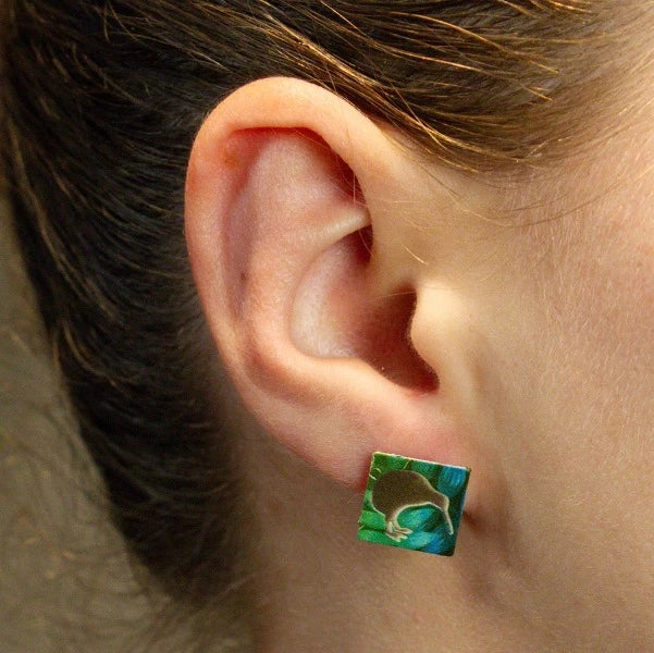 Tribal Earth Teardrop Earrings & Stud Set - Kiwi & Ferns #2