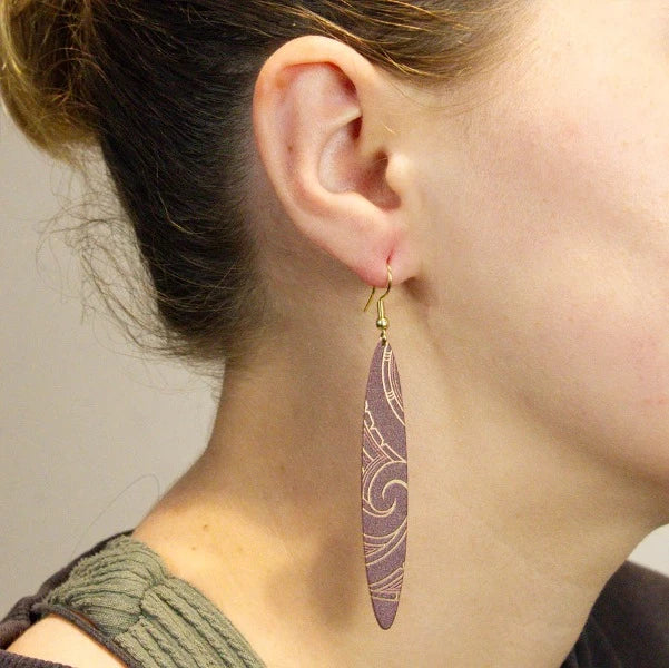 Tribal Earth Hook Earrings - Kowhaiwhai #2