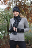 Lothlorian Possum & Merino Aroha Unisex Beanie and/or Scarf - Black/Charcoal