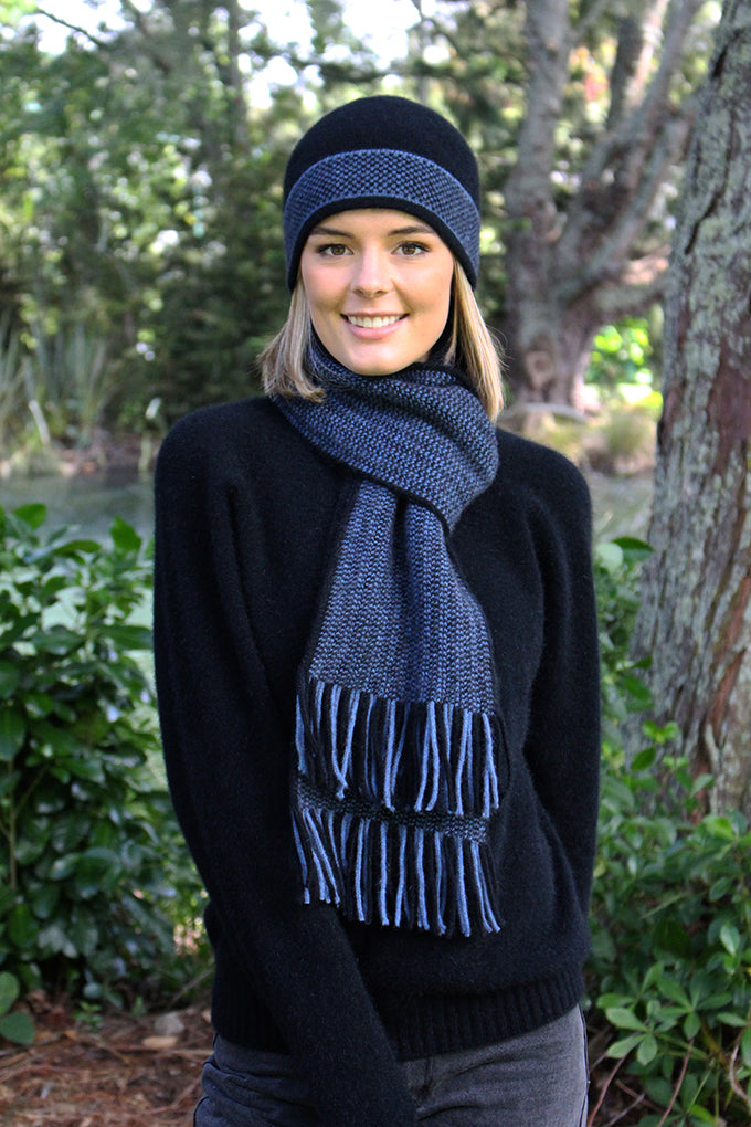 Lothlorian Possum & Merino Unisex Beanie and/or Scarf Morse - Light Blue