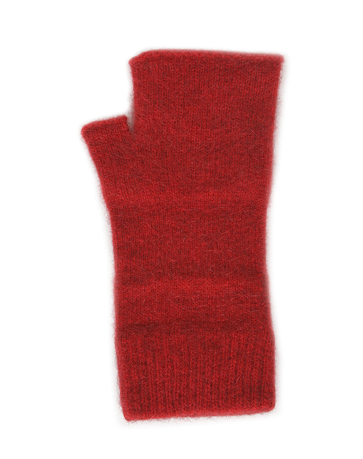 Lothlorian Possum & Merino Plain Fingerless Mitten, Red