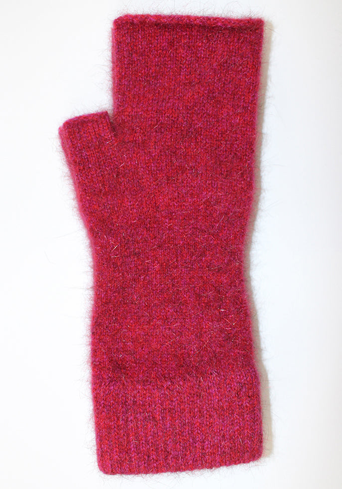 Lothlorian Possum & Merino Plain Fingerless Mitten, Raspberry