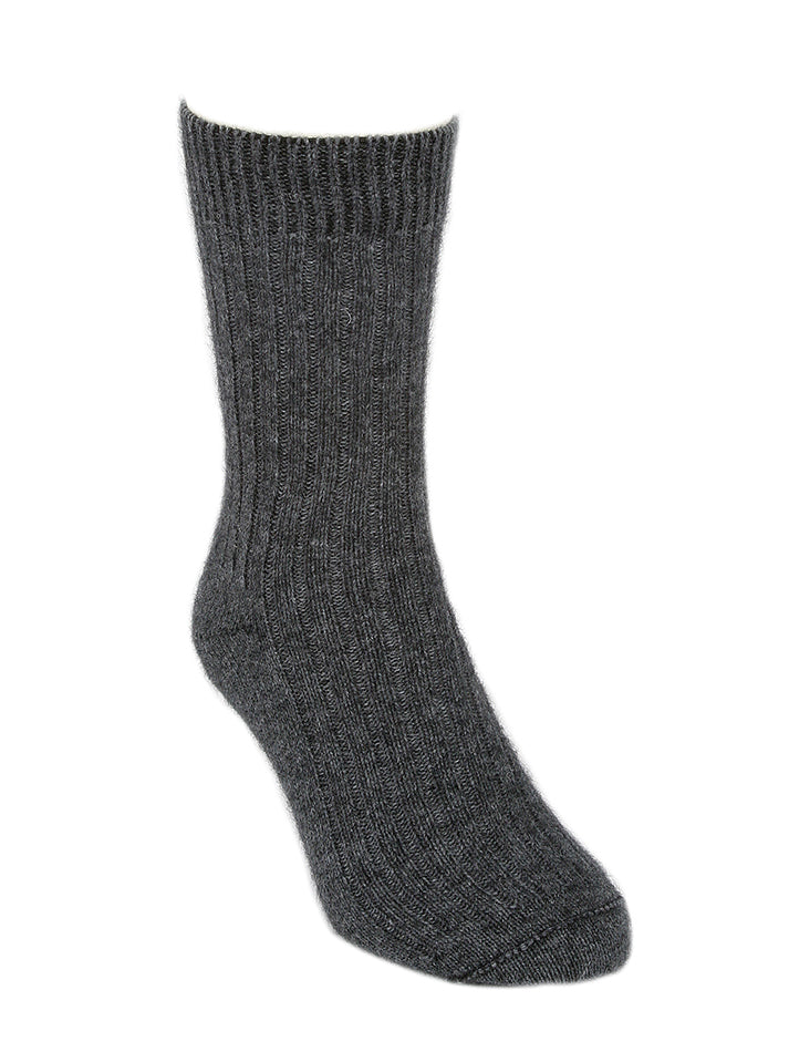 Lothlorian Possum & Merino Unisex Rib Socks, Charcoal