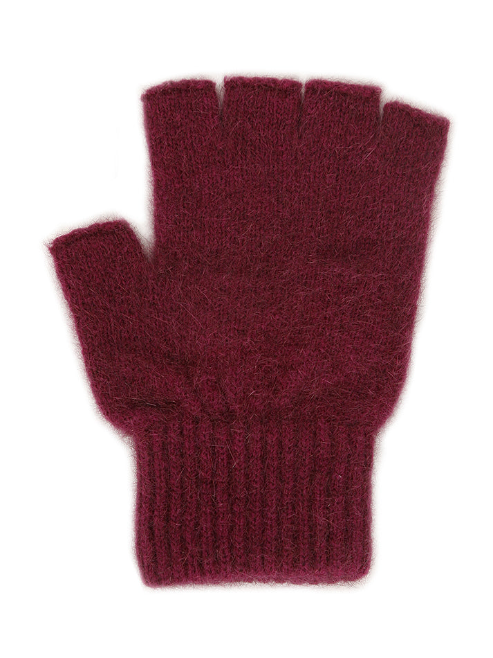 Lothlorian Possum & Merino Unisex Fingerless Gloves, Berry