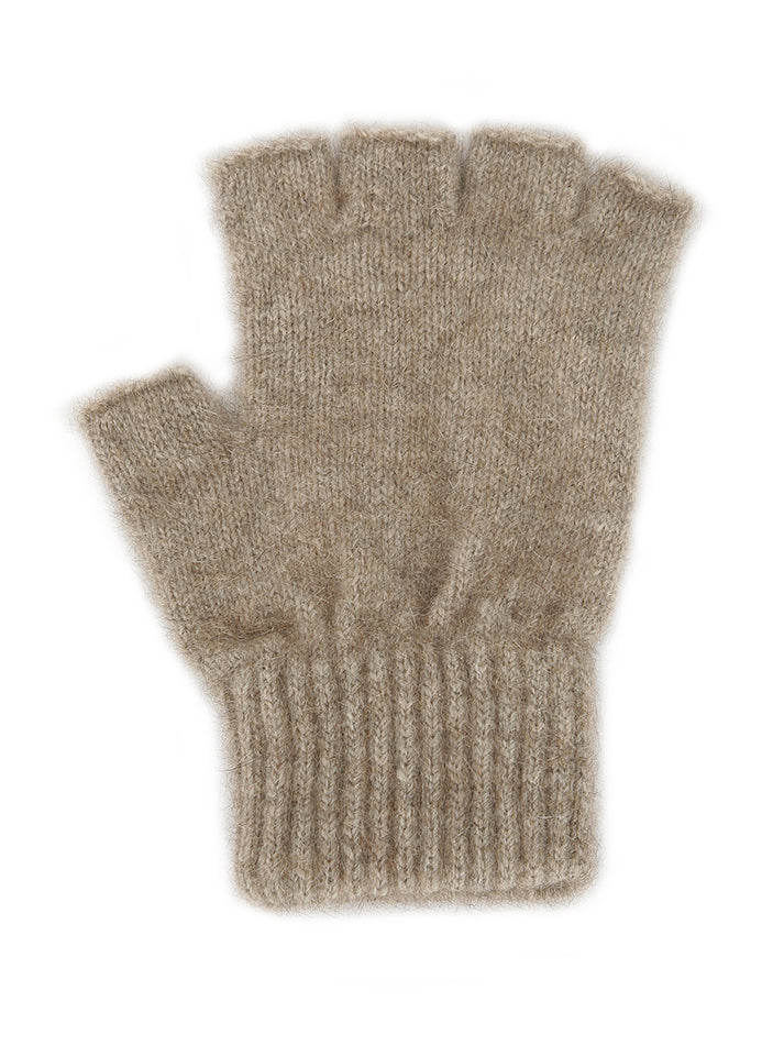 Lothlorian Possum & Merino Unisex Fingerless Gloves, Natural