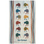 Tea towel with colorful kiwi bird design and 'New Zealand' text on a white background