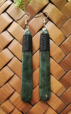 NZ Greenstone Drop Earrings 90mm #67L (very long)