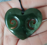 NZ Greenstone Two Koru Heart - Carver: Aden Hoglund #38A
