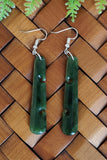 NZ Greenstone Drop Koru Earrings 53mm #59
