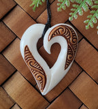 Bone Stained Heart Carving - 48mm #014