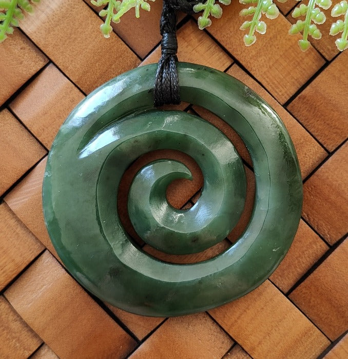 NZ Greenstone Large Koru Carving 61cm #04A