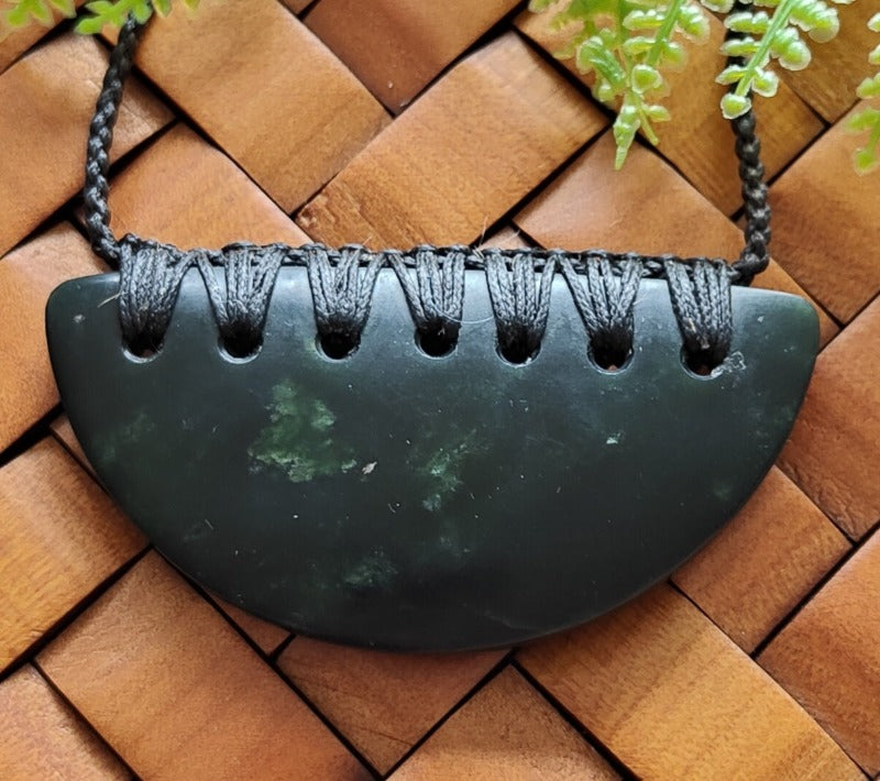 NZ Greenstone Breast Plate - 40mm - Alex Sands #3126