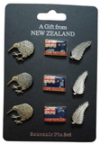 9 Pack Badge/Pins - Kiwi, Fern, NZ Flag #B47