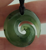 NZ Greenstone Little Koru Carving 23mm #65