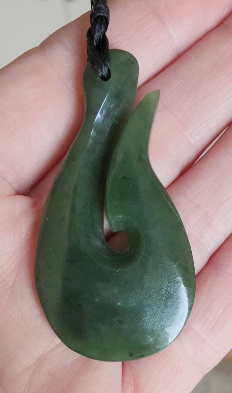 NZ Greenstone Hook Pendant - 52mm - #94