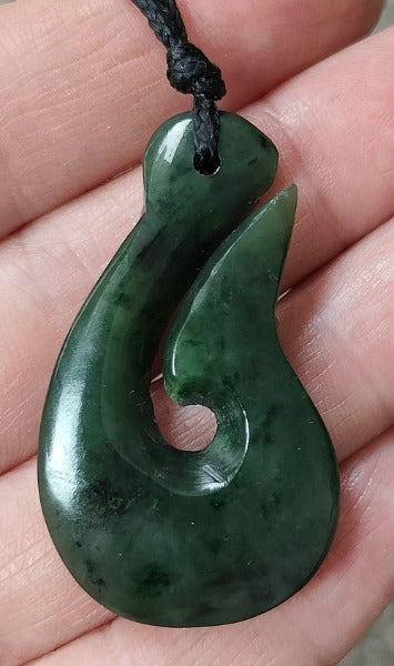 NZ Greenstone Hook Pendant - 42mm - #14