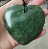 NZ Greenstone Large Chunky Heart Pendant 70mm #67B