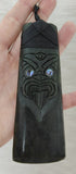 NZ Greenstone Large Toki And Mask Carving - 120mm #89