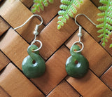 NZ Greenstone Twist Earrings #61