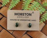 NZ Greenstone Stud Earrings - 7mm #30