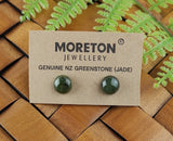 NZ Greenstone Stud Earrings - 8mm #29