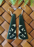 NZ Greenstone Earrings Koru Design - Rueben Tipene #84E