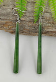 NZ Pounamu Roimata Long Earrings - 76mm long #311
