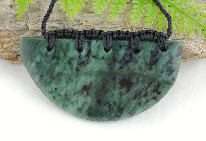 NZ Greenstone Breast Plate Pendant #15