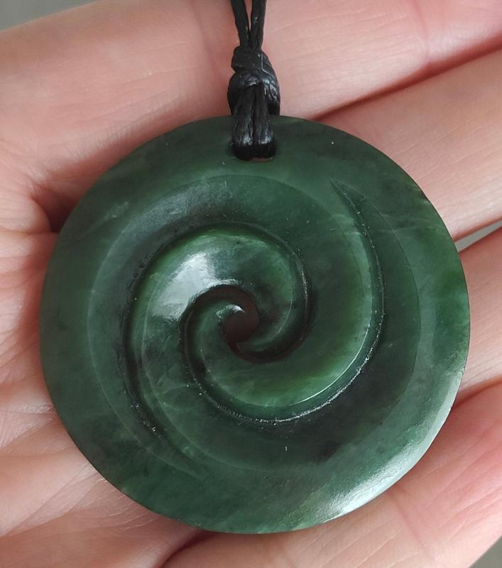 NZ Greenstone Koru Carving 39mm #69