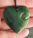 NZ Greenstone Heart With Koru - 41mm #17