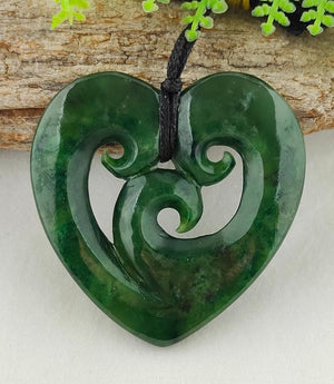 NZ Greenstone Large Heart - 50mm #30A