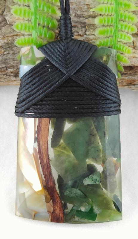Rimu, Greenstone And  Mother Of Pearl Toki - NZ Made #911