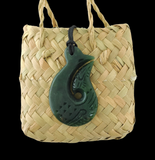 NZ Greenstone Hook Engraved Carving #30