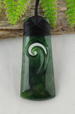NZ Greenstone Toki With Koru Carving 70mm #53