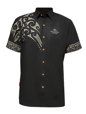 Men's Maori Design Shirt - Kia Kaha - Black