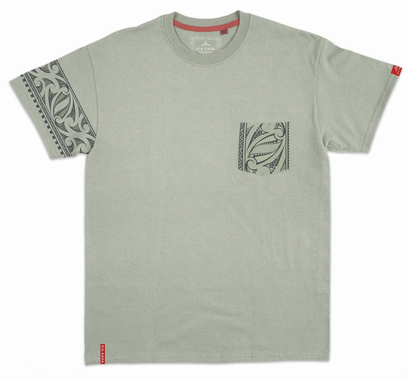 Men's Maori Design T-Shirt With Front Pocket - Kia Kaha